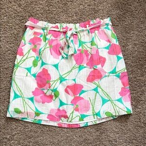 Lilly Pulitzer Avery Had Me a Blast Poppy Floral Belted Paperbag Skirt Size L